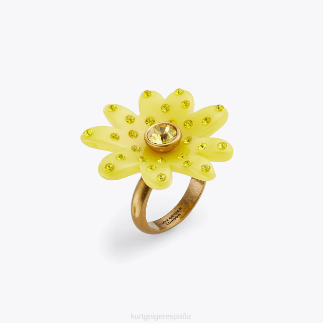Kurt Geiger mujer anillo de cristal de margarita de Londres 2LPR531 | accesorios amarillo