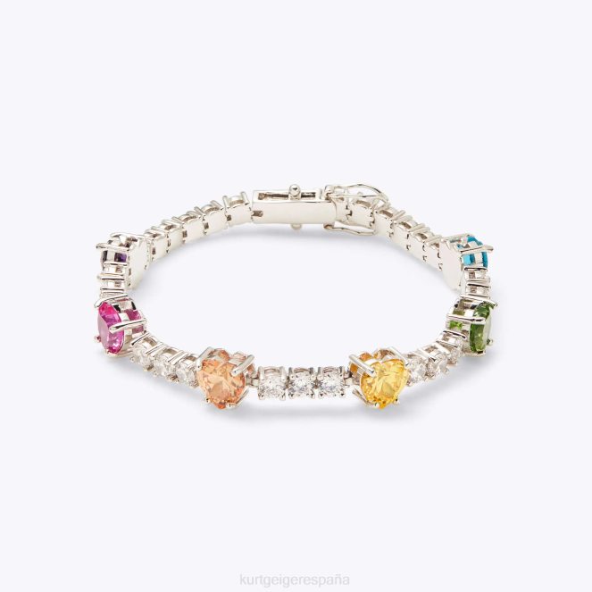 Kurt Geiger mujer pulsera de tenis con corazones de Londres 2LPR551 | accesorios combinación de plata