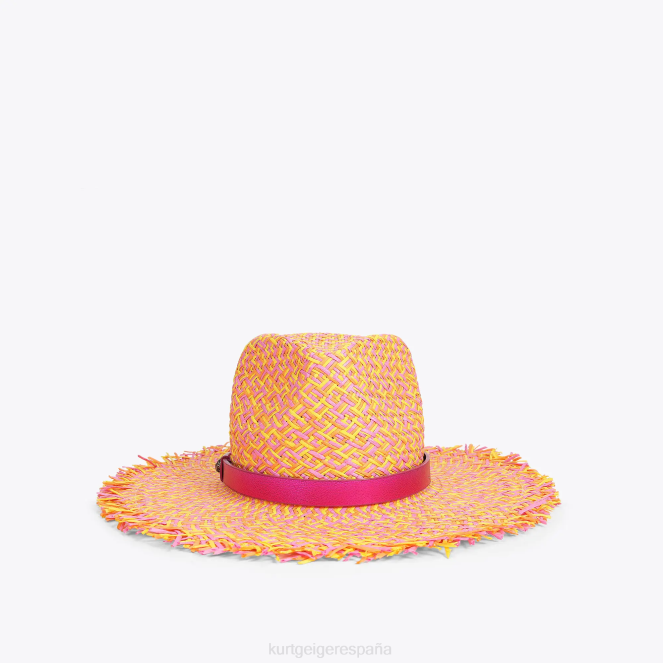 Kurt Geiger mujer sombrero fedora de paja london con flecos 2LPR474 | accesorios combinación rosa
