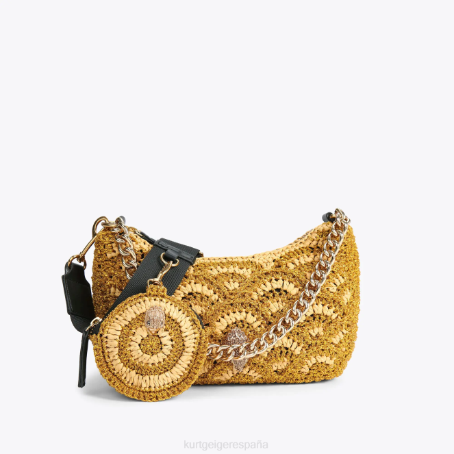 Kurt Geiger mujer bandolera multicolor de crochet de Londres 2LPR471 | bolsas oro