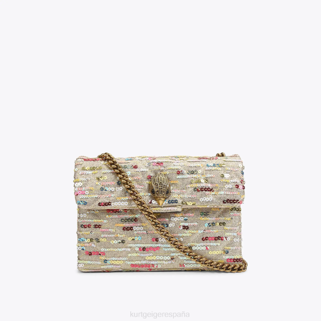 Kurt Geiger mujer london lurex mediano kensington 2LPR52 | bolsas combinación de oro