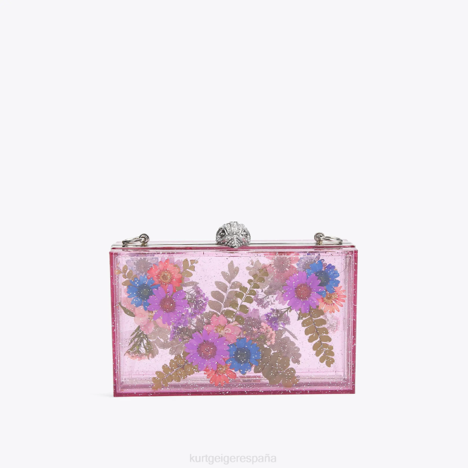Kurt Geiger mujer bolso de mano con caja de flores de Londres 2LPR477 | bolsas rosa