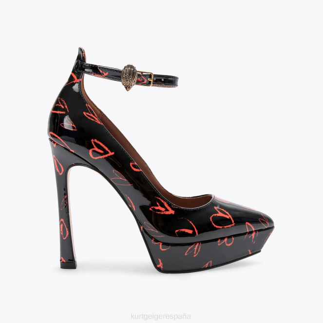 Kurt Geiger mujer Tribunal de la plataforma Shoreditch de Londres 2LPR408 | calzados negro rojo